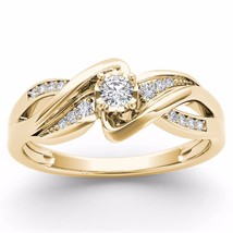 10K Yellow Gold 0.15 Ct Diamond Split Shank Engagement Ring - £289.27 GBP