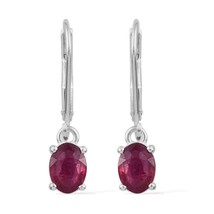 2Ct Oval Cut CZ Red Garnet Drop Dangle Women Earrings 14K White Gold Finish - £115.18 GBP