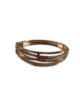 Gold Tone Rhinestones Faux Multi Strand Bracelet Hinge Clamper Style Bling - $11.88