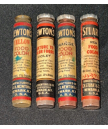 Mixed Lot of 4 Rare Antique Glass Food Coloring Bottles Vials 3 Full 1 E... - $61.71 CAD