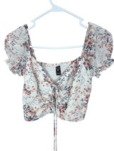 Milkmaid Floral Crop Top Corset Tie Detail Puff Sleeve Windsor Sz M Peas... - $18.79