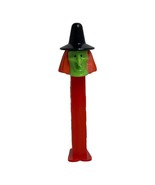 Vintage Halloween Witch PEZ Dispenser Black Hat Red Stem Green 1991 Slov... - $12.73 CAD