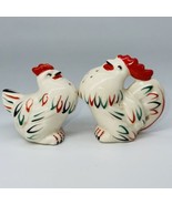 Vintage Rooster Hen Chicken Salt And Pepper Shakers Ceramic MADEIN SLOVA... - $27.95