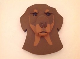 Rottweiler Dog Wall Hanging Folk Art Vintage 90&#39;s Signed Chamberlain Wooden Wood - £15.12 GBP