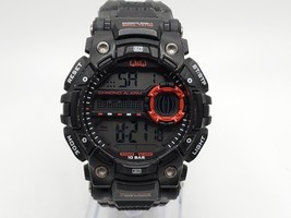 Q&amp;Q Digital Sports Watch Men New Battery Red/Black Dual Time 45mm - £27.45 GBP