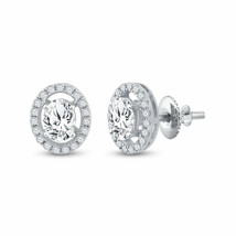 14kt White Gold Womens Oval Diamond Solitaire Stud Earrings 1-1/4 Cttw - £3,060.82 GBP