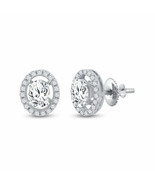 14kt White Gold Womens Oval Diamond Solitaire Stud Earrings 1-1/4 Cttw - £3,028.65 GBP
