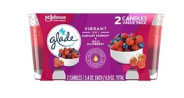 Glade Scented Glass Candle, Radiant Berries &amp; Wild Raspberry, (2) 3.4 Oz... - $18.79