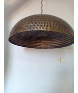 Antique Brass Dome Pendant Oxide Brass Ceiling Light Hammered Brass Dome... - £133.56 GBP+