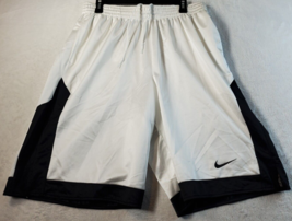 Nike Shorts Men Size XL Black White 100% Polyester Slit Pockets Logo Dra... - $15.69