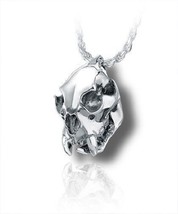 Sterling Silver Cougar Skull Funeral Cremation Urn Pendant for Ashes w/Chain - £264.22 GBP