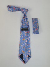 Men's Vito Rofolo From Italy Tie Hankie Gift Boxed 100% Silk VR-30 Blue Floral image 2