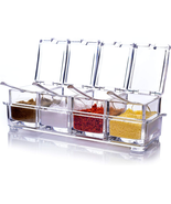 Clear Seasoning Rack Spice Pots - 4 Piece Acrylic Seasoning Box - Storag... - $24.87