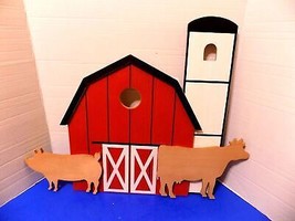 NEW Pig Cow Red Barn Country Wall Art Rustic Home Farmhouse - £37.47 GBP