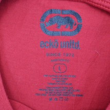 Ecko Unltd Shirt Mens L Red Short Sleeve VNeck Print Logo Knit Casual Tee - £18.02 GBP