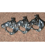 Vintage 3 Horse Heads Silver-tone Pin Brooch - $13.00