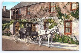 Postcard Horse &amp; Buggy at The Old Timer Oldest House St. Augustine Florida - £2.80 GBP