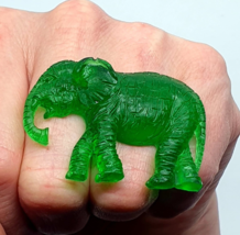 Unique Green Elephant Ring Handmade Statement Big Adjustable Gift Boxed Cool! - £9.46 GBP