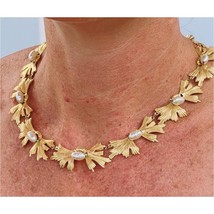 Rare Miriam Haskell VTG Gold Plated Necklace Baroque Pearl Orig Paper Ta... - $742.50