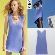 Zara chunky knit blue sleeveless tank sweater dress / Vest sz M - £28.90 GBP