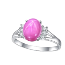 925 Sterling Silver Rings Lab Star Sapphire Lab Star Ruby Engagement Ring - £88.40 GBP