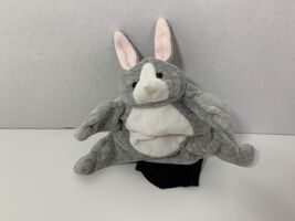Beleduc gray white bunny rabbit small plush hand puppet full body stuffe... - $10.29