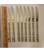 Sunshine Exotica Bamboo Stainless Steel Set Of 8 Butter Knives 8 3/4 MCM... - $22.72