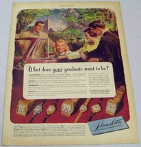 1948 Print Ad Hamilton Mens &amp; Ladies Wrist Watches Happy Graduates Convertible - $12.59