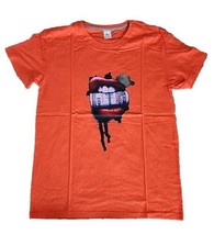 Unisex T-shirt Mouth Lips With Roll Of 100 Dollar Bills Orange Size XL - £7.66 GBP