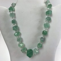 Artisan Necklace Chunky handmade polished Stone Light Green boho beach seafoam - $39.55