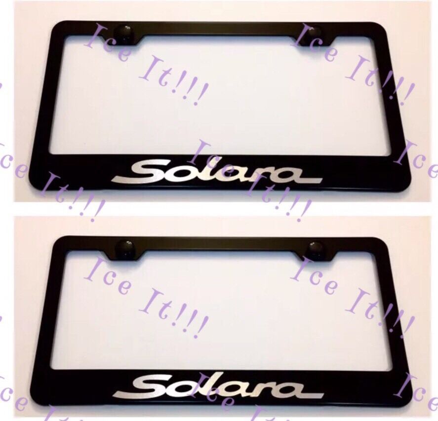 2X Toyota Solara Stainless Steel Black License Plate Frame Rust Free W/CAPS - $23.75