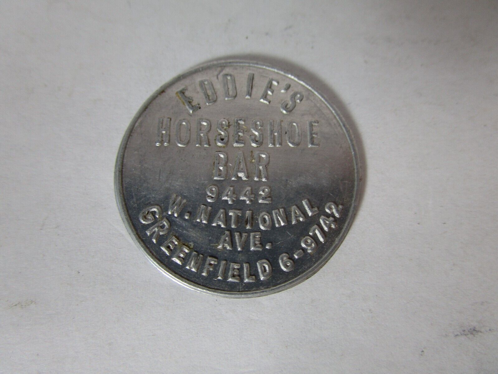 Primary image for Eddie's Horseshoe Bar Token Good For 10c Trade 9442 W National Ave Greenfield WI
