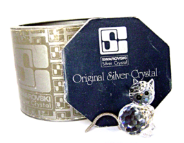  Vintage Swarovski Original Silver Crystal Cat SC logo Box 1970-80s. - $37.00