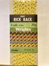 Vtg Wright&#39;s Baby Rick Rack,4 Yds,Sealed,No iron,Polyester,Canary 86 PET... - £2.87 GBP