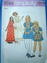 Simplicity Child’s &amp; Girls dress &amp; Apron Size 4 1975 #7242 - $6.99