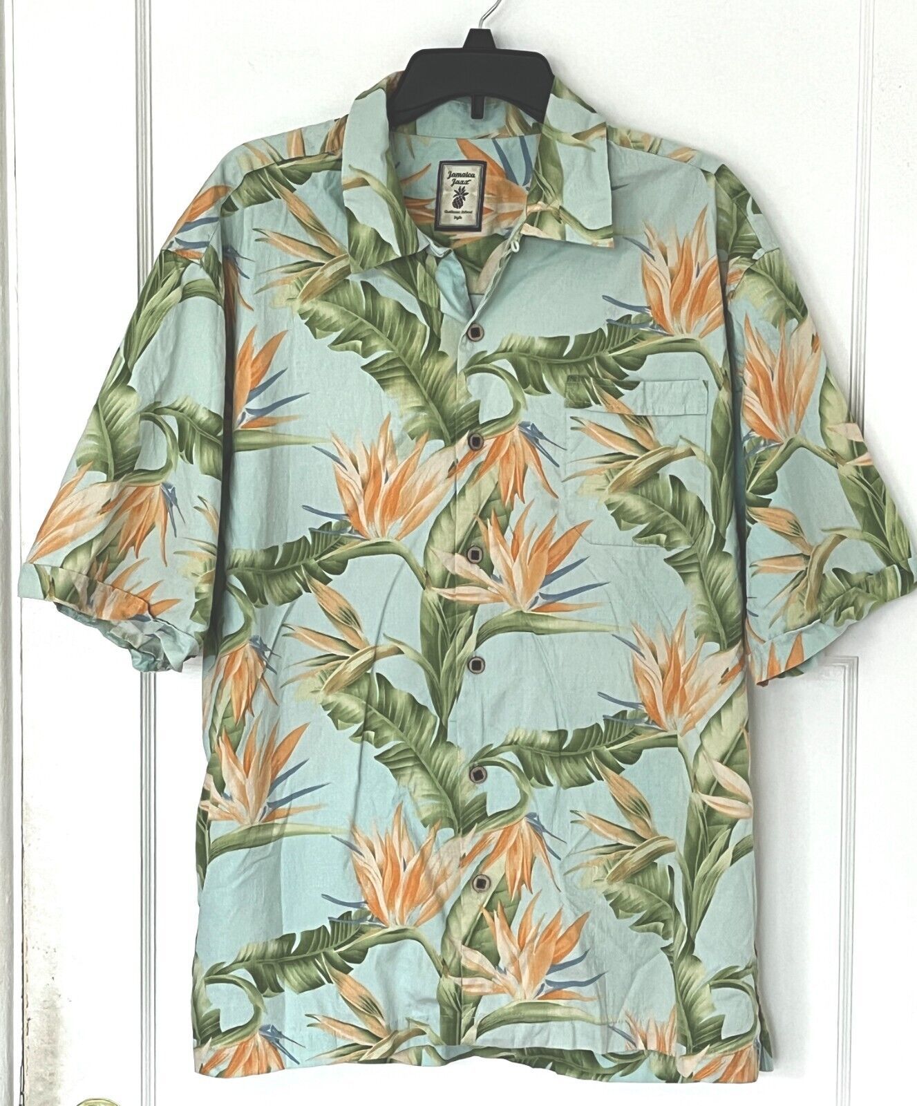 Hawaiian Style Shirt - Bird of Paradise Silk Weave/ Pattern - Sz XL - $24.72