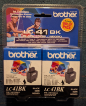 2 Pack Genuine Brother LC41BK, LC41 Dual Black Ink Cartridges Oem New Sealed - £8.52 GBP