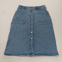 Caslon RN#58665 Women's Blue Cotton Blend Button-Front Denim Skirt Size 6 image 8
