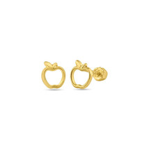 14K Yellow Gold Mini Small Open Apple Screw Back Stud Earrings - £54.85 GBP