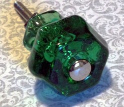 1 Emerald Green Glass Depression Glass Cabinet Knob Vintage Restoration - £5.08 GBP