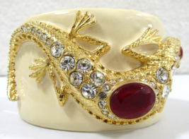 Vintage Kenneth Jay Lane KJL Enamel and Crystal Lizard Cuff Hinged Brace... - $4,051.08 MXN