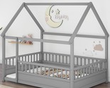 Wood Montessori Floor Bed Full Size, Full Floor Bed With Fence And Door,... - £434.26 GBP