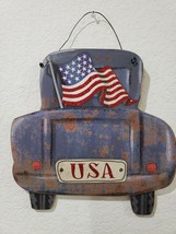 4TH OF July Patriotic Rustic Blue Truck Farmhouse Door Wall Sign Decor 1... - $24.99