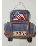 4TH OF July Patriotic Rustic Blue Truck Farmhouse Door Wall Sign Decor 1... - £20.29 GBP