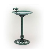 Outdoor Polypropylene Weather Resistant Bird Bath in Dark Green Finish - $2,152.72 MXN