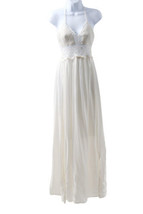 LILBETTER Women&#39;s Beach Crochet Bohemian Halter Maxi Long Dress Size Small Ivory - £16.27 GBP