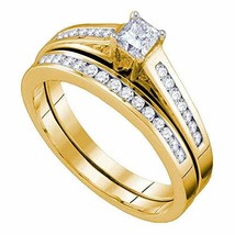 14kt Yellow Gold Womens Princess Diamond Bridal Wedding Engagement Ring ... - £587.92 GBP