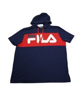Fila Shirt Mens XL Blue Logo Print Short Sleeve Drawstring Hoodie Casual... - £23.28 GBP