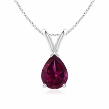 ANGARA 8x6mm Natural Rhodolite Solitaire Pendant Necklace in Silver for Women - £154.15 GBP+