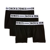 Jack and Jones Men&#39;s Sense  Trunks Set of 3, Black, Medium  - £33.65 GBP